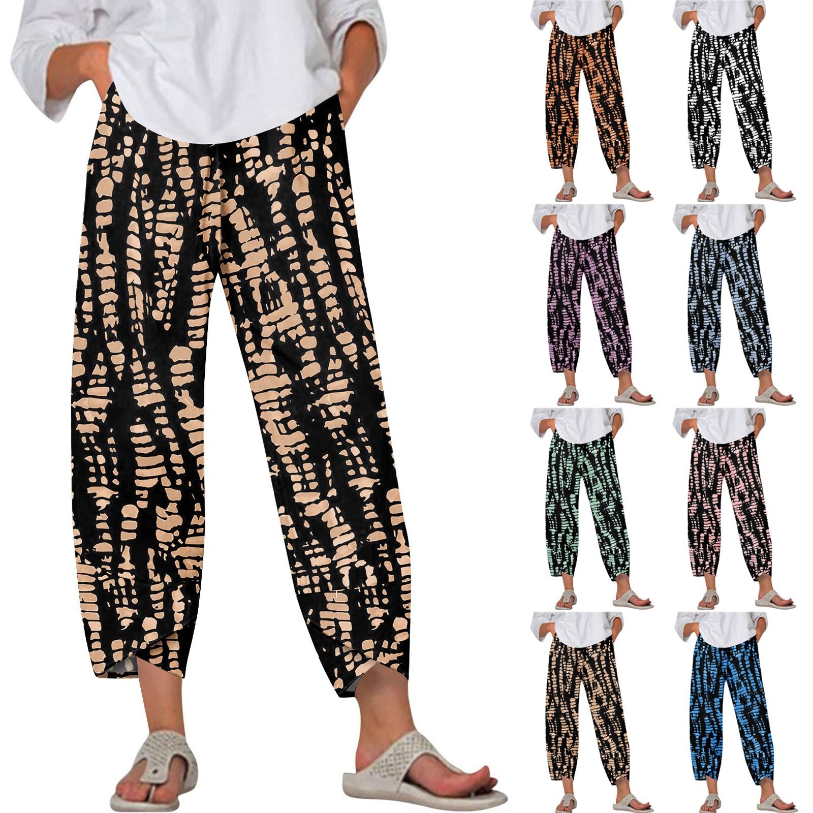 

Women s Pants With Pockets Casual Trousers Pants For Women Summer Casual Wide Leg Elastic Waist Pants With Pockets XL небо синє кольору