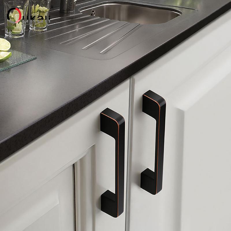 Oukali  New Design Zinc Alloy Pulls 96 128 192mm Home Furniture Hardware Kitchen Cabinet Dresser Drawer Door Pull Handles