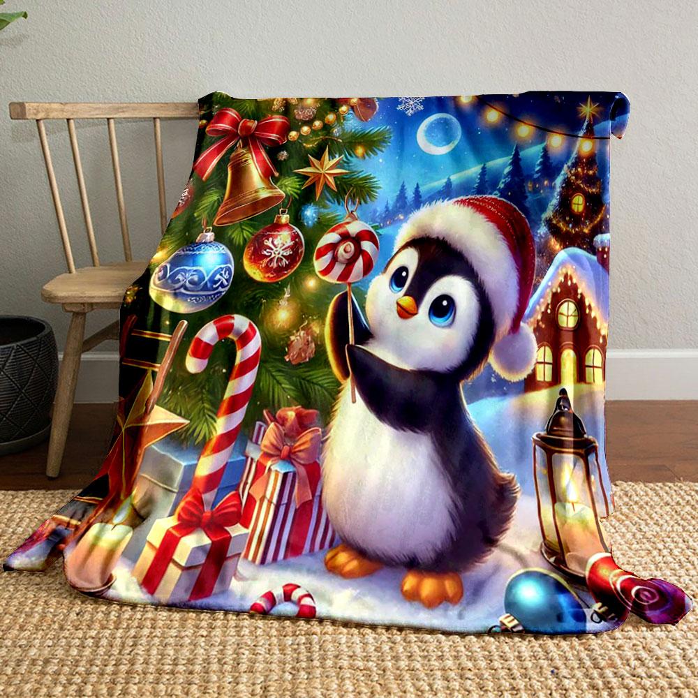 Penguin Christmas Wonderland print blanket soft and cozy perfect for the living room bed sofa or a nap,gift