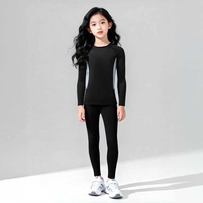 Dětský lyžařský oblek HuiLi: Dámské podvlékací triko na podzim a zimu, teplé, s rychleschnoucím povrchem a sametovou podšívkou.