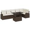 Ensemble Canapé Jardin 7 Pièces avec Coussins Marron Rotin Poly, Canapé Jardin 2 Places avec Rangement et Coussins Marron 3357391