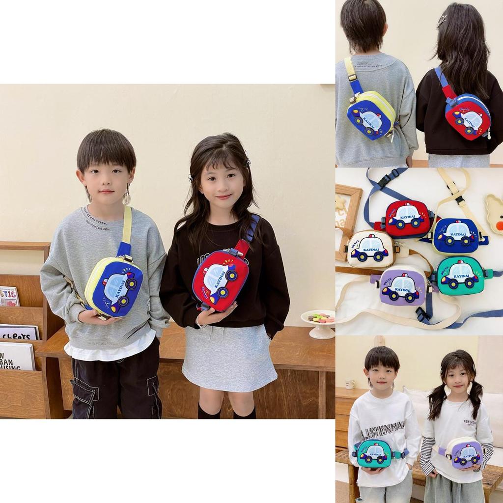 Stylish Kids Shoulder Bag With Cartoon Car Print Lightweight Versatile Design For Boys And Girls