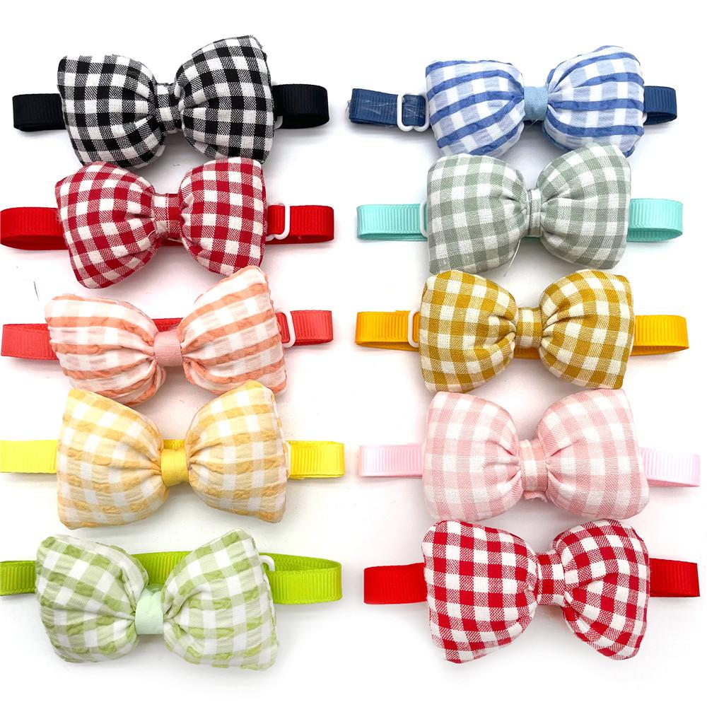 50/100pcs Dog Bow Tie Grooming Accessories Lattice Style Small Dog Bow Tie Grooming Neckties Pet Supplies Dog Cat Bowties Collar