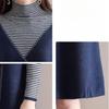 Women's Turtleneck Sweater Dress Autumn and Winter Fake Two-piece Mid-length Knitted Shirt Loose and Fashionable Long-sleeved Pullover