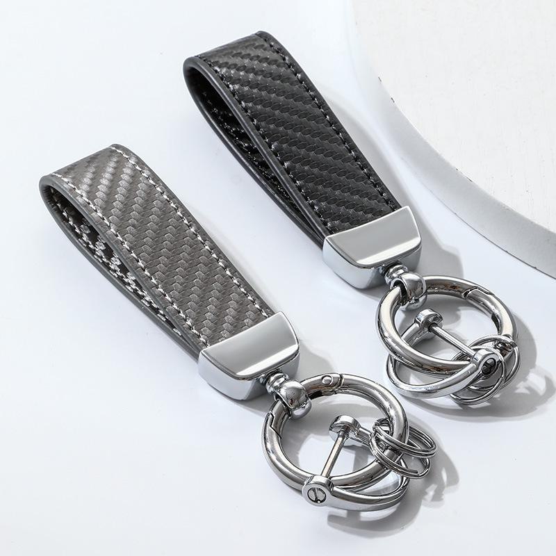 Carbon Fiber Pattern Car Keychain: Creative Anti-Lost Handmade Metal & Leather Men's/Women's Accessory