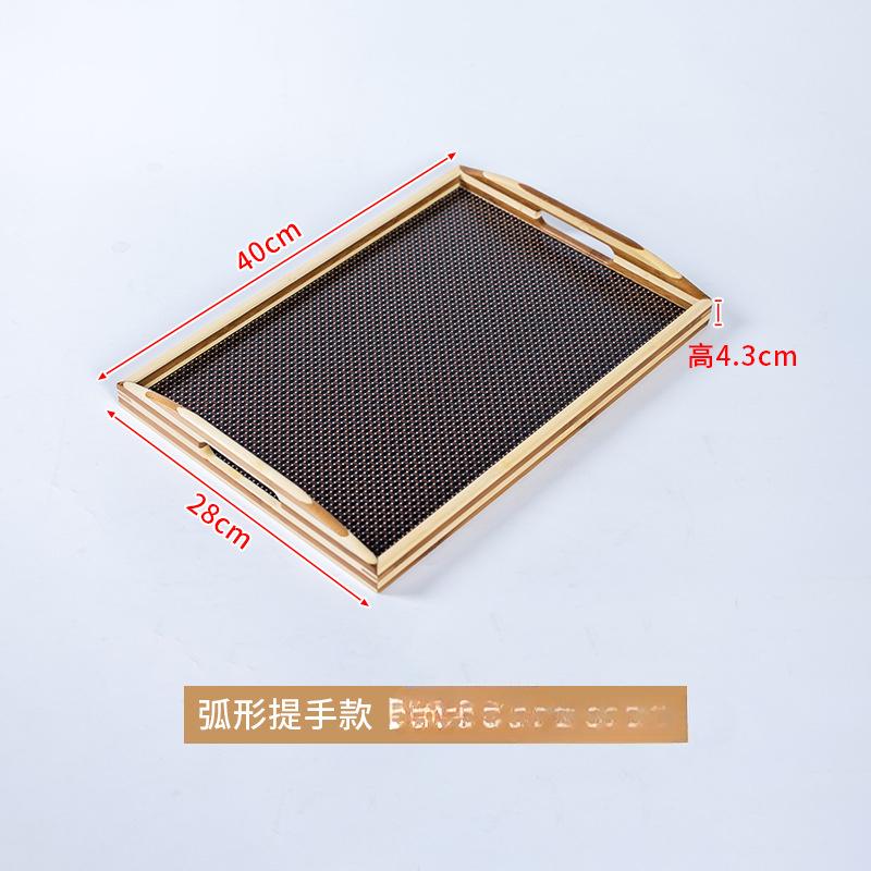 Retro Bamboo Imitation Rattan Tea Tray Home Cafe Bakery Storage Tray Simple Rectangular Tea Tray