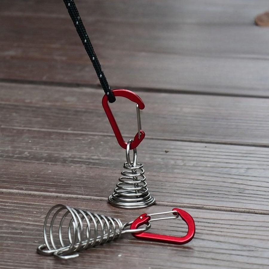 2 Stück Outdoor Camping Oktopus Seilklemmen Camping Deckheringe Holzdiele Abspannseilhaken Edelstahl Zeltbefestigung Fischgrätenheringe