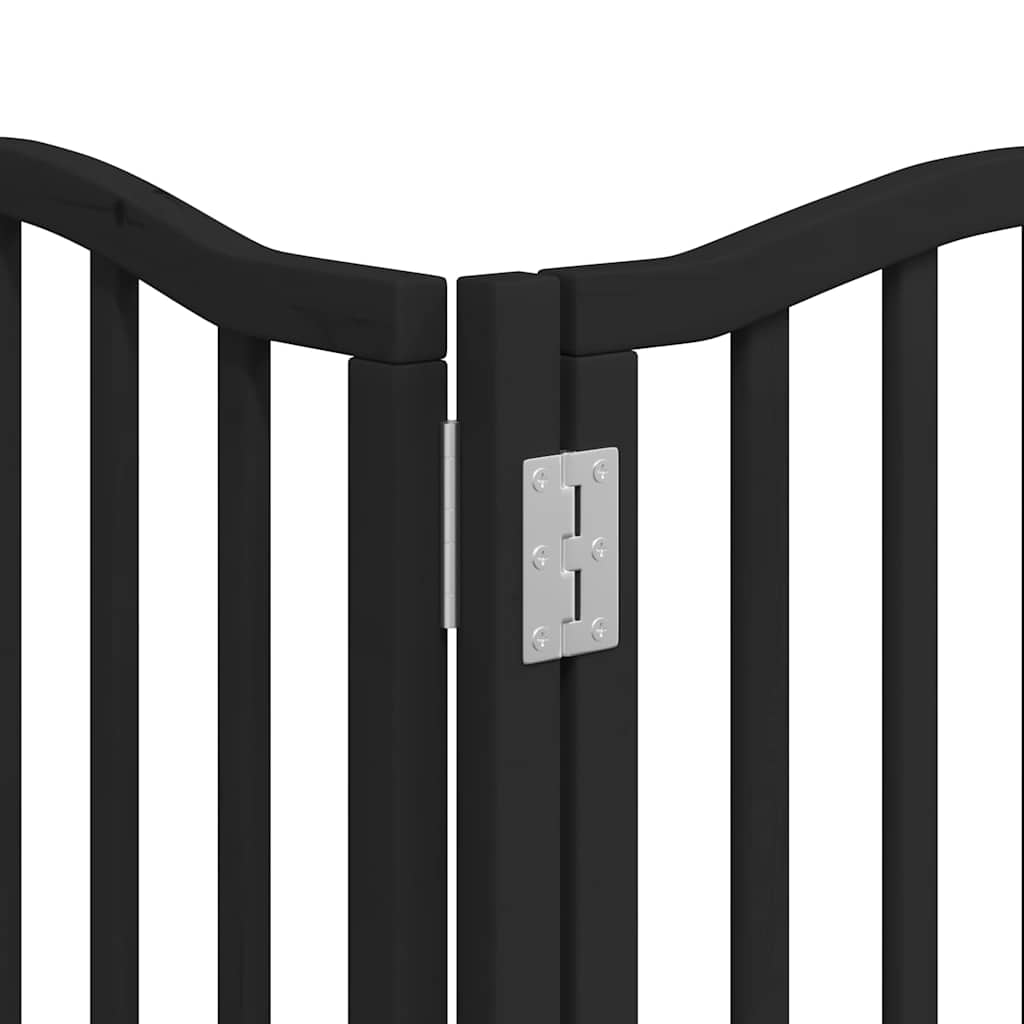 9 Piece Foldable Black Dog Gate 450 cm Poplar Wood