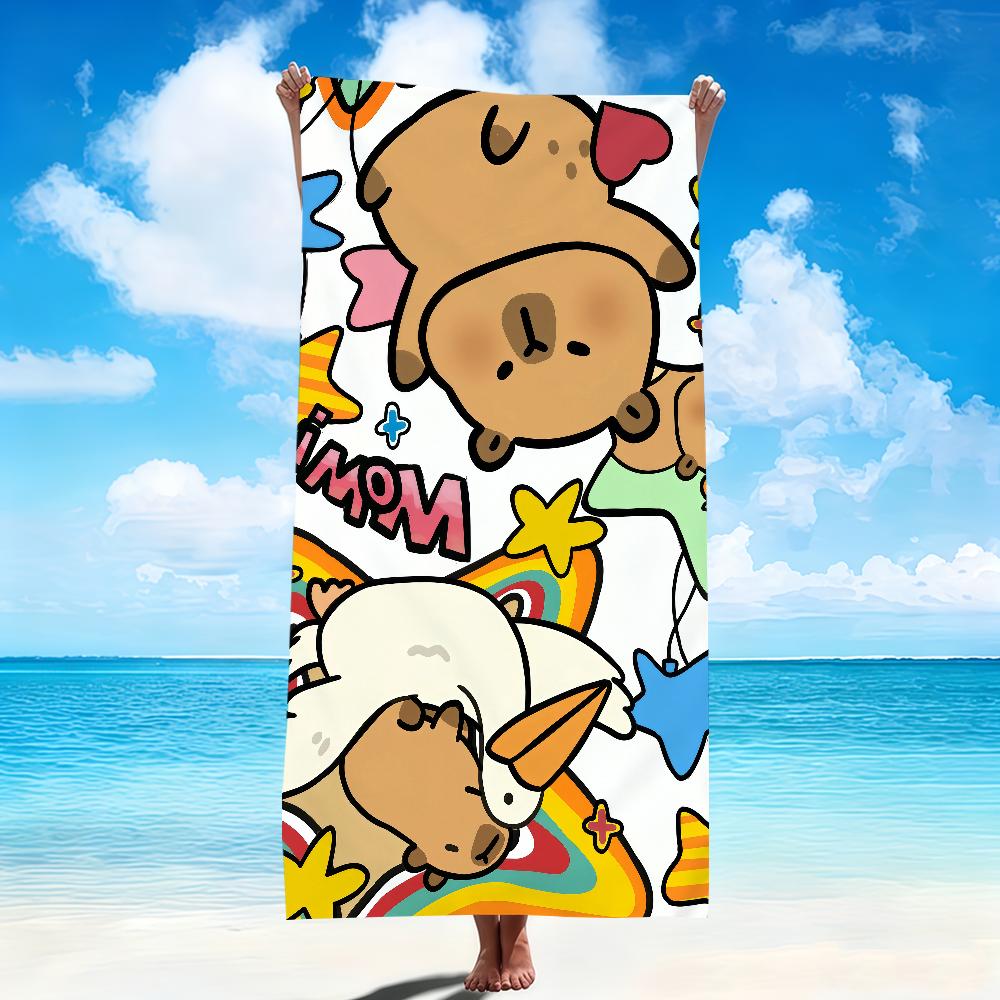 

cute cartoon art kawaii Capybara face Towel Soft Beach Towels Quick Dry Pool Towel for Travel Gym bathing Spa Camp sport Gift W40*H60(CM)