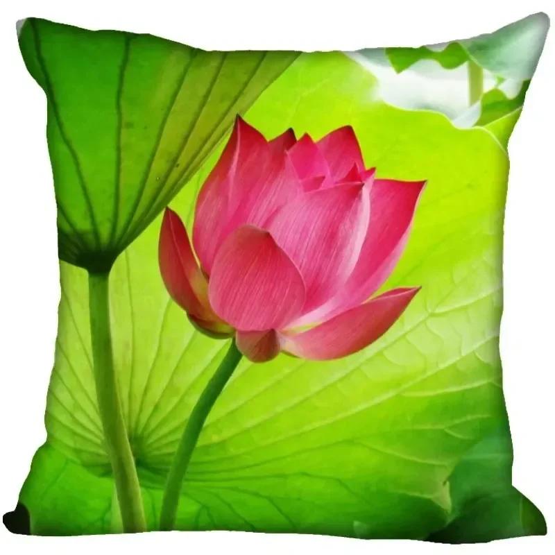 Luxury Home Decor Pillowcase Lotus Painting Art Pillowcase Living Room Sofa Cushion Cover
