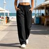 Women Casual High Waist Drawstring Wide Leg Pants Loose Fit Lounge Jogger Trousers with Pockets Elastic Waistband