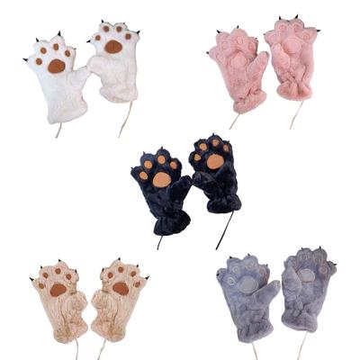 Bärenpfoten Kostümhandschuhe Niedliche Flauschige Bärenpfoten Handschuhe Party Verkleidung Winter Plüsch Bärenpfoten Fäustlinge Halloween Cosplay Handschuhe