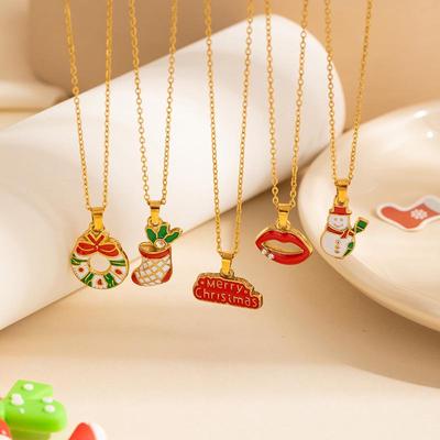 Christmas Snowman Letter Necklace: High-End Stainless Steel Choker
