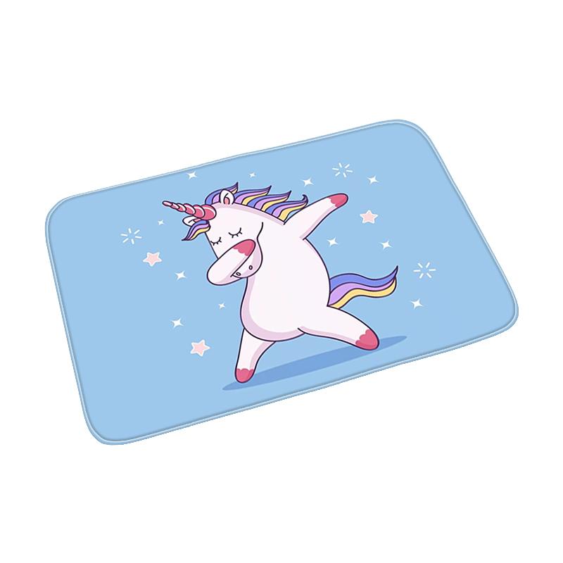 Pink Cute Cartoon Unicorn Pattern Doormat Bedroom Living Room Hallway Floor Rug Decor Balcony Anti-Slip Home Carpet Furry Mat
