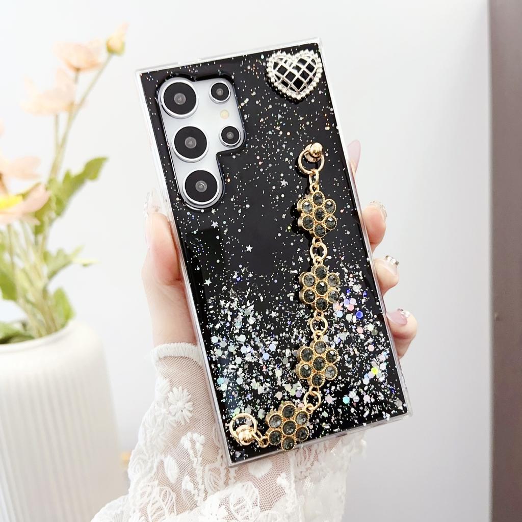 Premium sense applies to Samsung S25ultra mobile phone case s25 bracelet s23 Epoxy S24U glitter