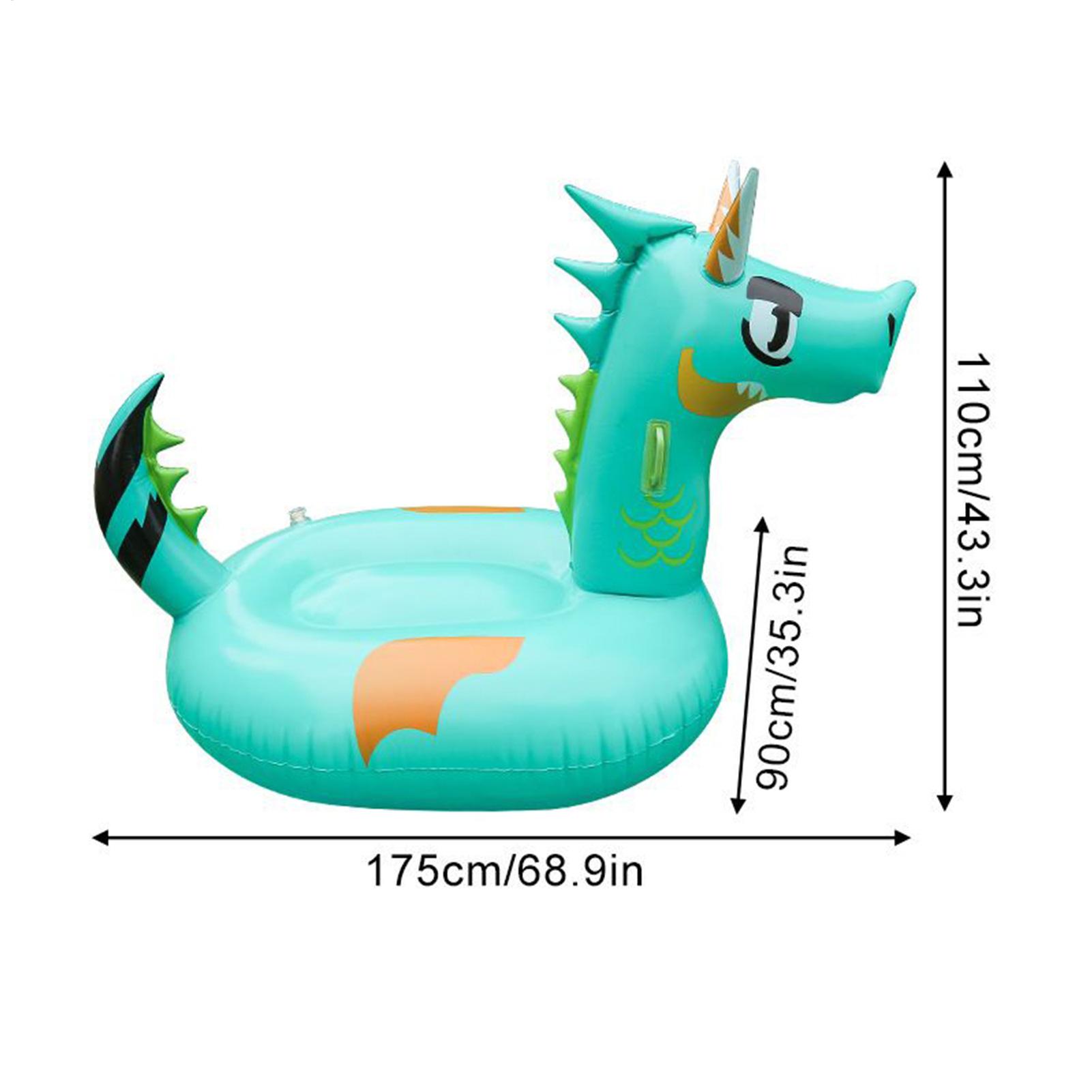 Inflatable Dragon Pool Float Giant Ride-On Water Raft Swimming Ring Toy Adults Kids Outdoor Summer Water Activities 1pc 175*110*90cm зелёный