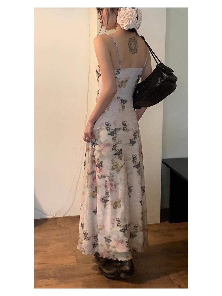 Französisches A-Linien-Sommerkleid mit Blumenmuster - Damen Sommerkleid 2024, Strandkleid