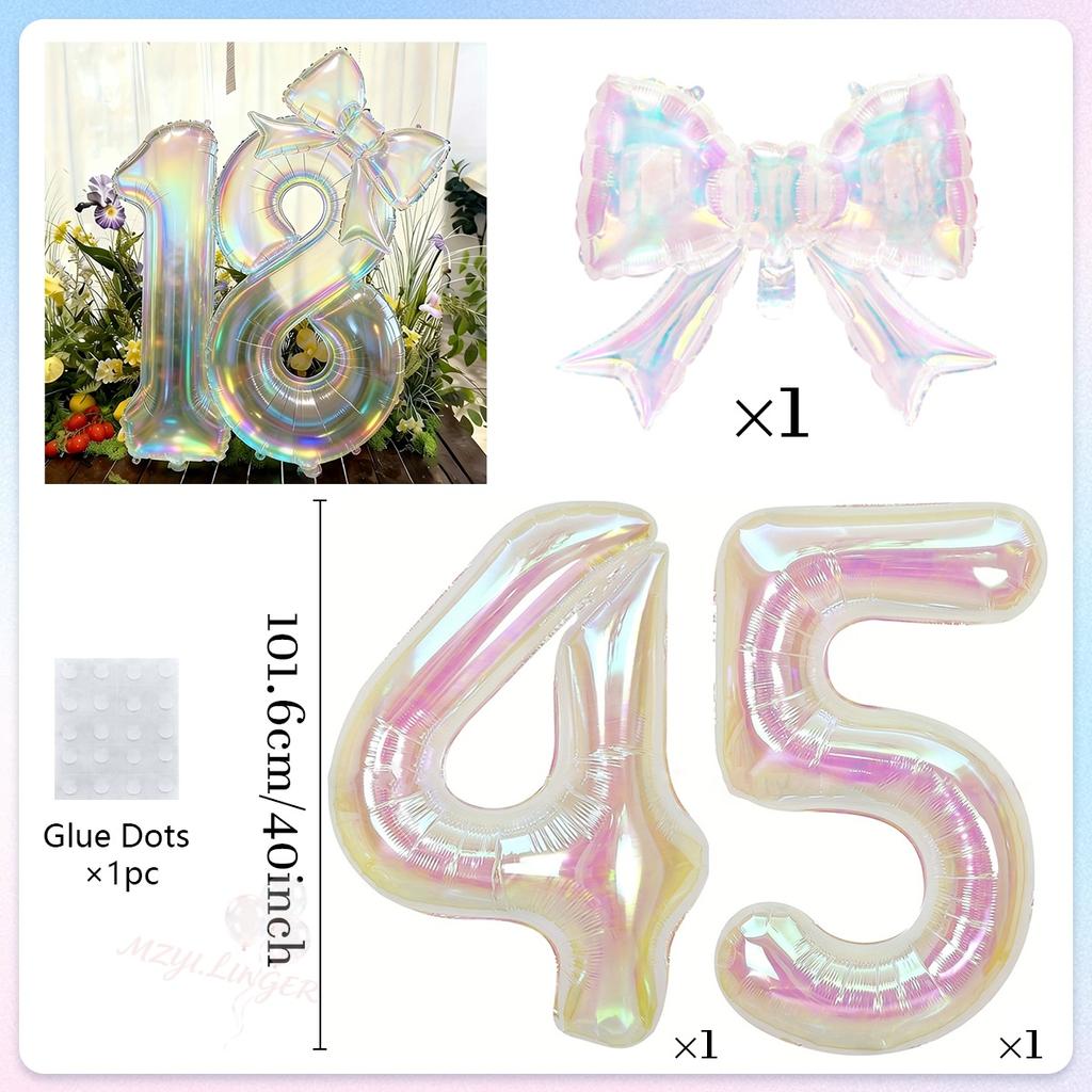 Colorful Transparent Digital Balloon Colorful Bow Balloon, Used for Birthday Parties and Anniversary Decoration
