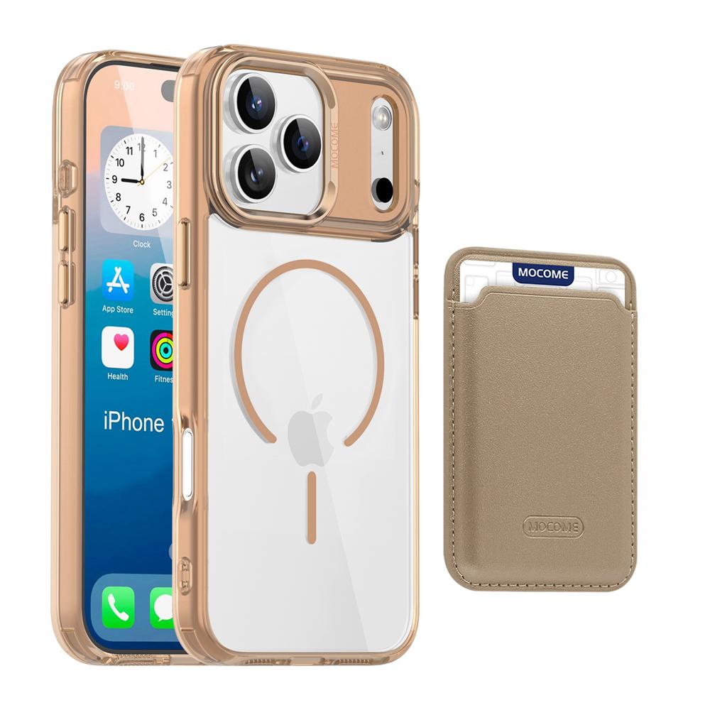KEYSION Magnetic PU Card Holder Bag Phone Case for MagSafe for iPhone 17 Pro Max 17 Air Transparent TPU+PC Shockproof Back Cover