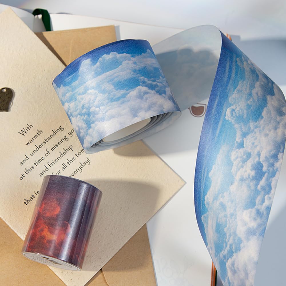 Alideco Mascheratura Carina Retrò Cielo Washi Largo Adesivo Eleganti Adesivi Mascheranti Confezione da 6 Rotoli, Nuvole, Carta, Nastro, Fai da Te, Nastro, (kuiyun)