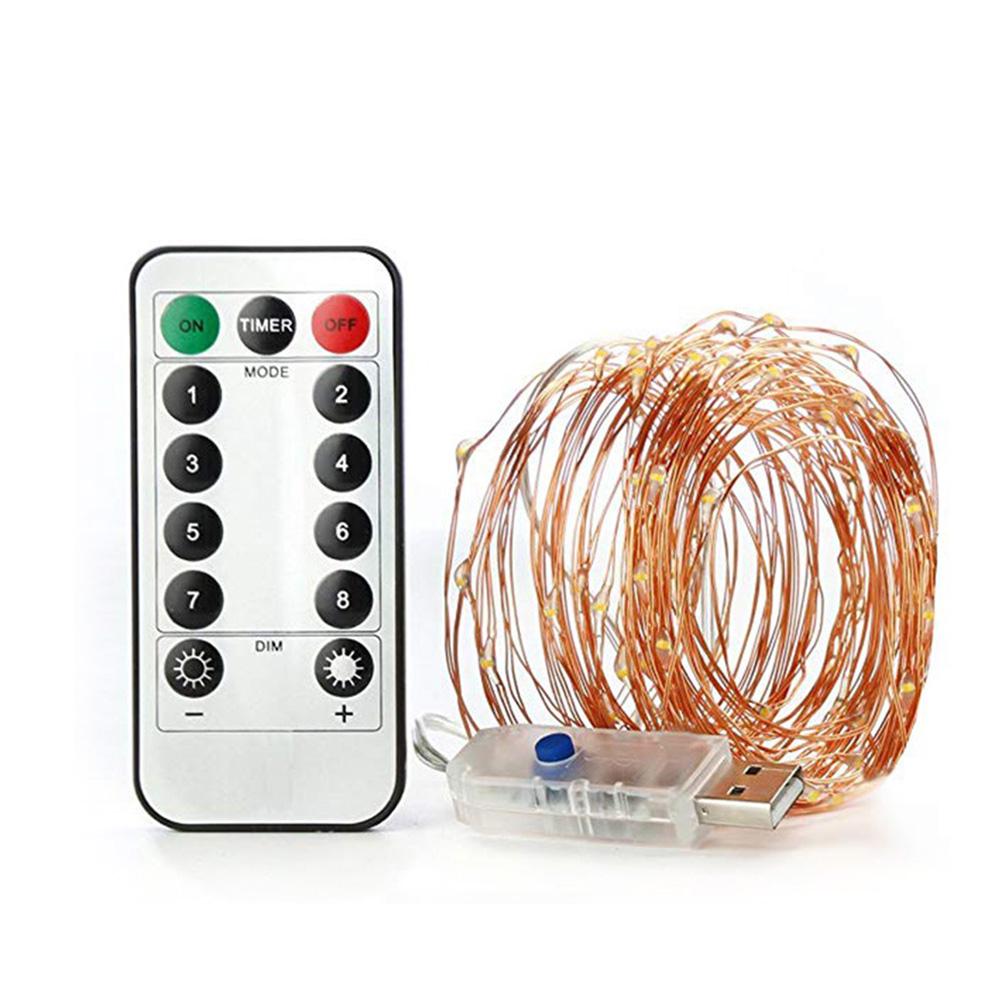 50 LEDs Fairy String Lights 5M Length USB Copper Wire Lamp Christmas Lights 8 Lighting Modes with Remote Control for Christmas Halloween Wedding Part