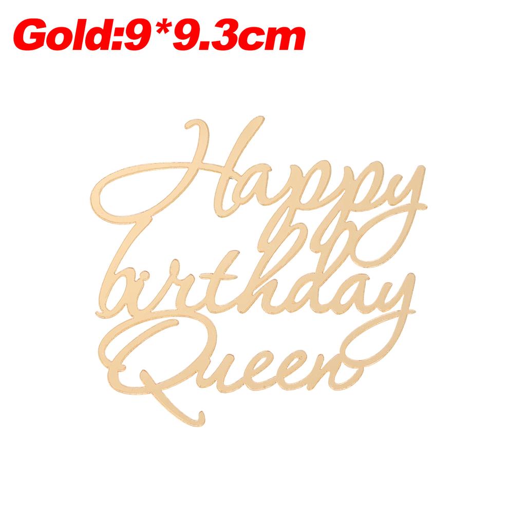 Gold Silber Acryl Kuchenaufsätze Dekorationen Happy Birthday Königin Prinzessin für Mädchen Geburtstagsparty Dessert Buchstaben Dekoration