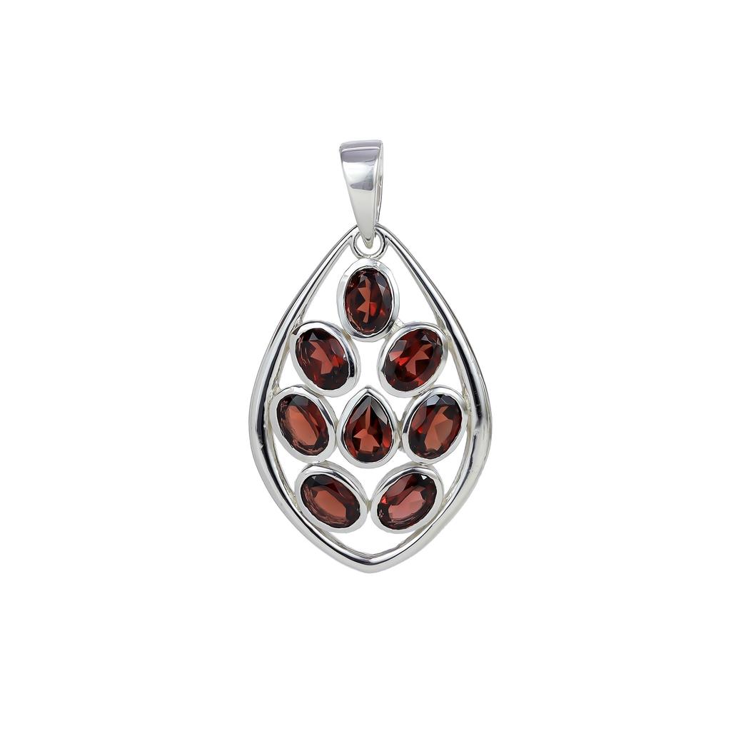 Natural Red Garnet 925 Sterling Silver Pendant