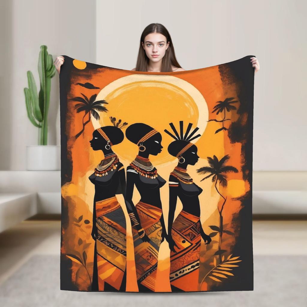 Super Soft ART African Ethnic-Style Throw Blanket Premium Fleece Flannel Lightweight Bed Blanket Cozy Plush Blankets