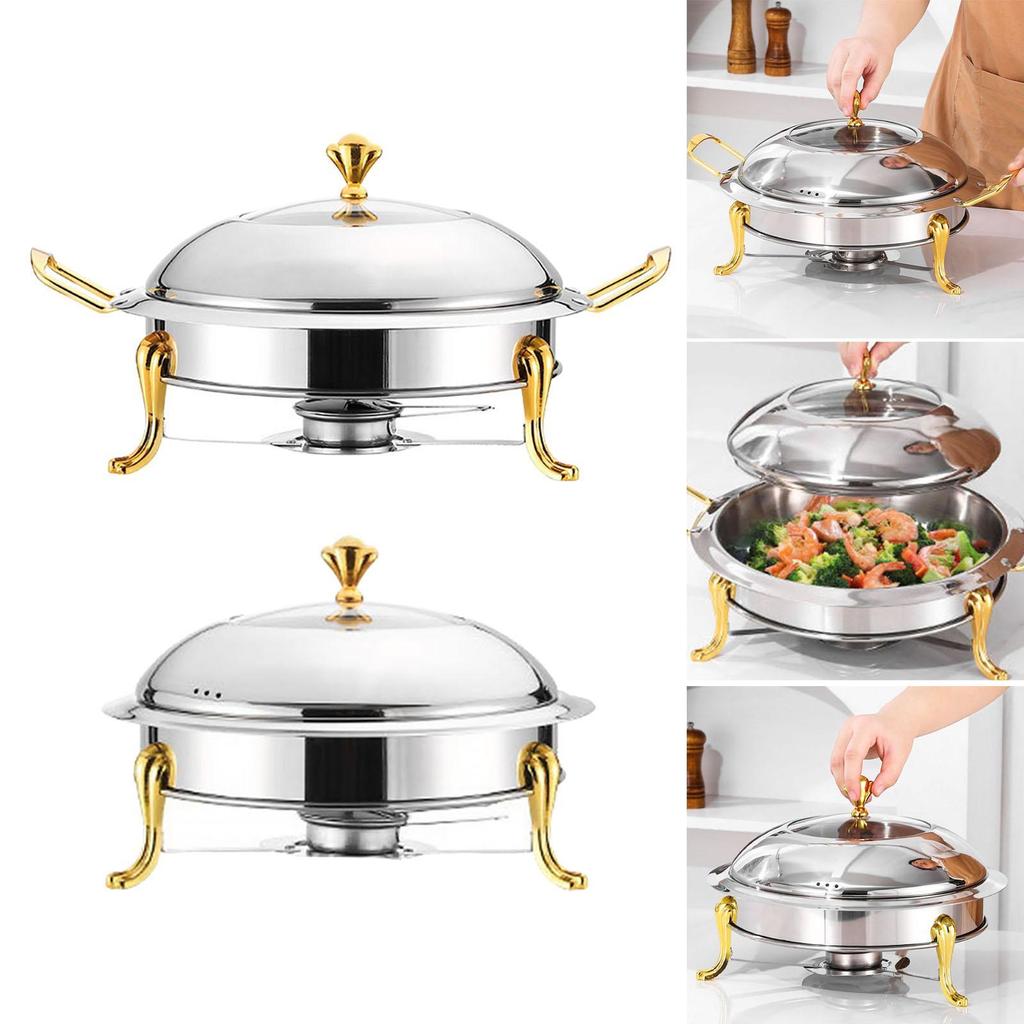 Chafing Dish Buffet Set Servers and Warmers Round Chafers for Catering W/ Lid Party