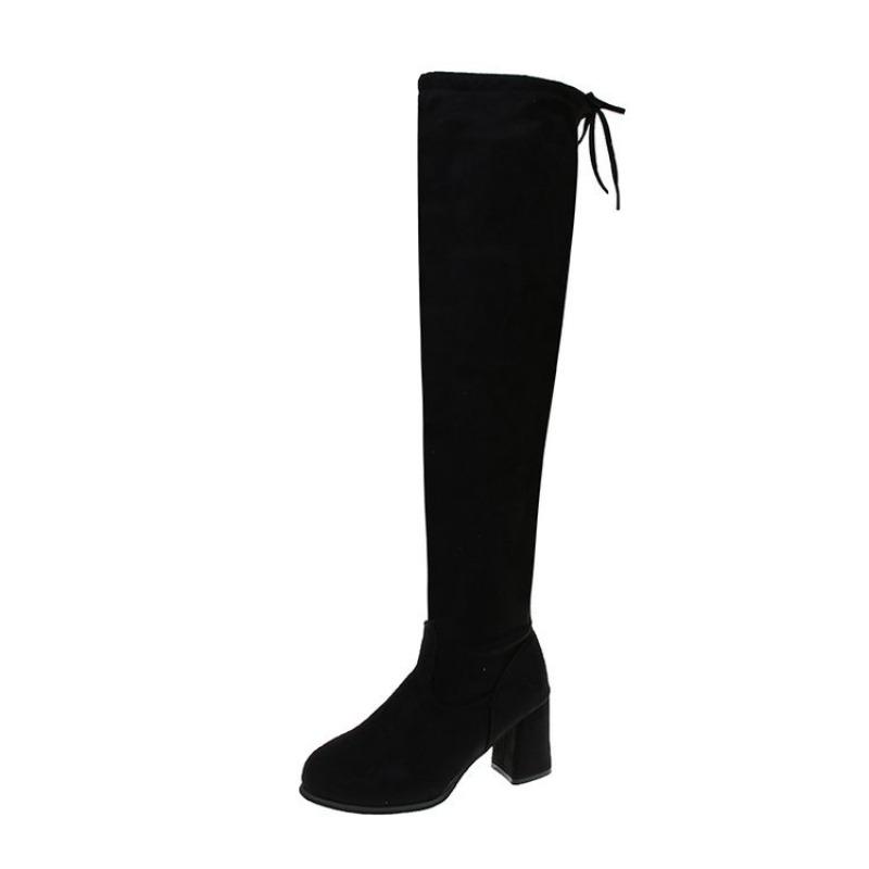 Women's Over-the-Knee Stretch Boots, High Heel Knee-High Boots, Plus Size Slim Fit Fall Winter Shoes
