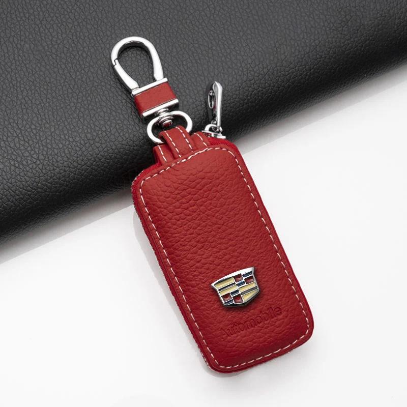 AABHX1 Leather Car Key Bag Case for Cadillac Escalade CTS ATS SRX Deville BLS XT4 XT5 XT6 STS XTS SLR XLR CT4 CT5 CT6 Auto Accessories