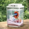 Transparent Betta Fish Tank USB Charging Intelligent Sensing Desktop Fish Bowl LED Light Plastic Figure Display Case Aquarium