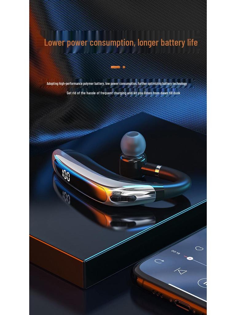 M80 Digital Display Ear-hook Bluetooth Earbuds: Long Standby for Sports & Running