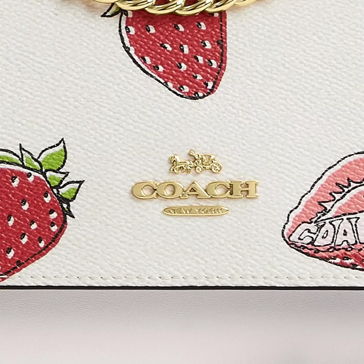 COACH Klare Coated Canvas With Leather Shoulder Bag Small Women's Gold & Chalk Multicolor CAL65-IMCAH
