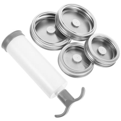 Pote com Tampa de Conservação a Vácuo de Boca Larga Kit Selador a Vácuo Suprimentos para Conservas Tampa de Vedação de Aço Inoxidável Caixa de Armazenamento de Potes