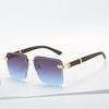 For Female Square Frameless Eyewear Latest Stylish Female Designer Sun Eyewear Frame Sunglasses Female Retro UV Protection 400 Eyewear
