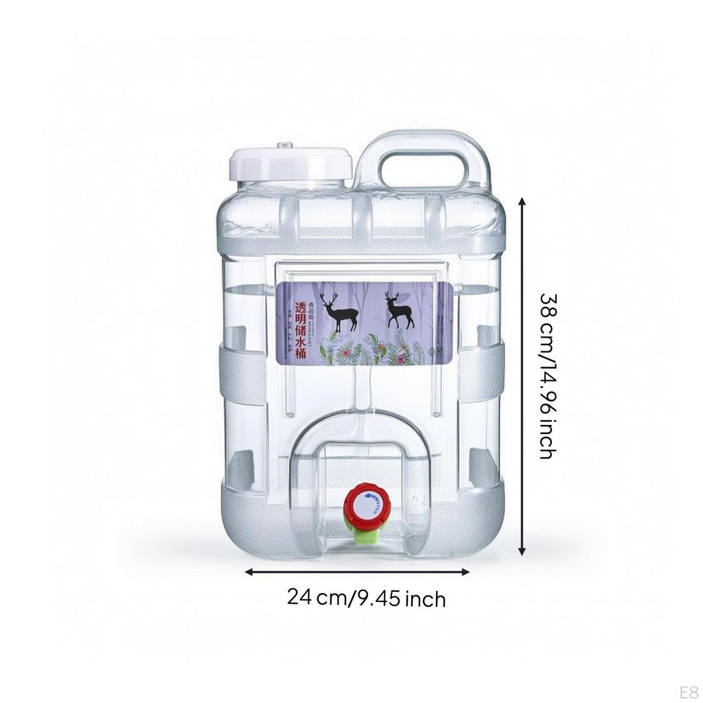 Portable Water Tank with Handle Transparent Bucket Spigot Square for Campers, Journeyers,