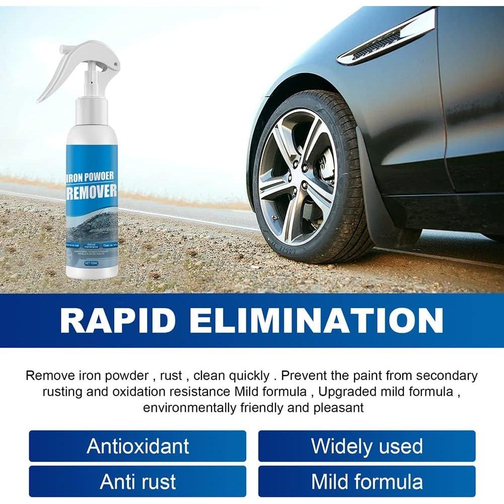 Spray para eliminar óxido de automóviles, manchas de óxido, cuidado del automóvil, spray para eliminar óxido, pulimento limpiador descontaminante de óxido multiusos, superficies metálicas, removedor de óxido