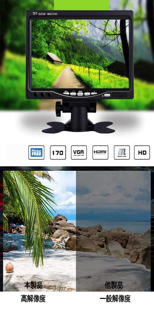 METIS Monitor 7 Inch Display with Cables Speaker Compatible with Raspberry Pi 1080p LCD HDMI VGA AV Port Compatible with Monitor VGA/AV/HDMI Built-in
