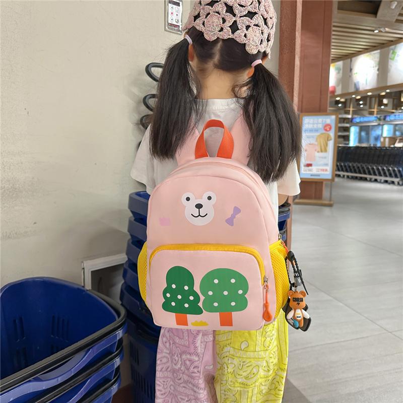 Cute Cartoon Bear Kids Backpack Nursery School Bag Toddler Daypack with Mesh Pockets