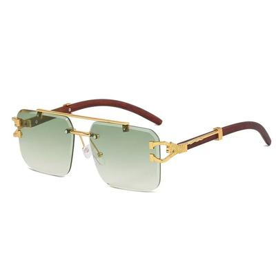 Coole und stylische quadratische randlose Sonnenbrille mit Doppelbalken und Verzierungen