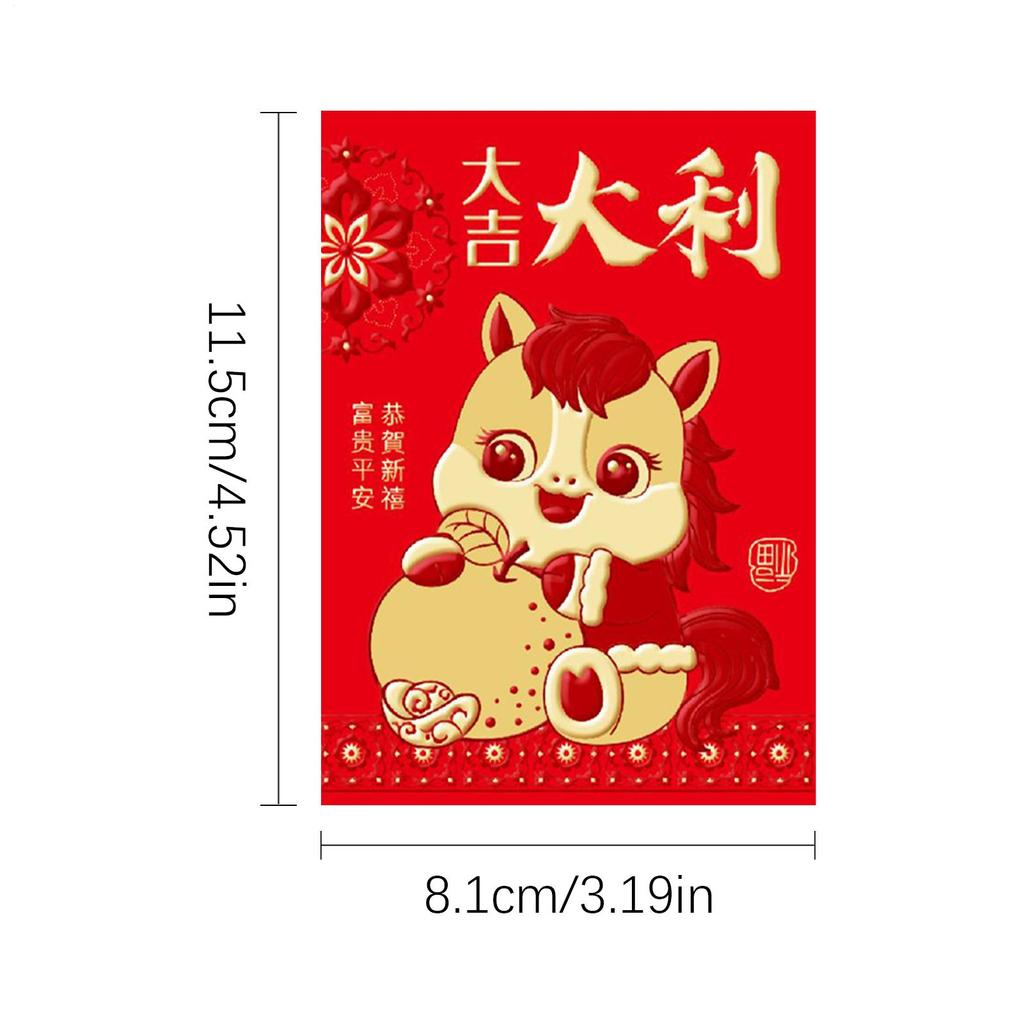 2026 Year Of The Horse Red Envelopes 6 Pieces Spring Festival Red Packets Holiday Supplies For Wedding Birthday Office Party