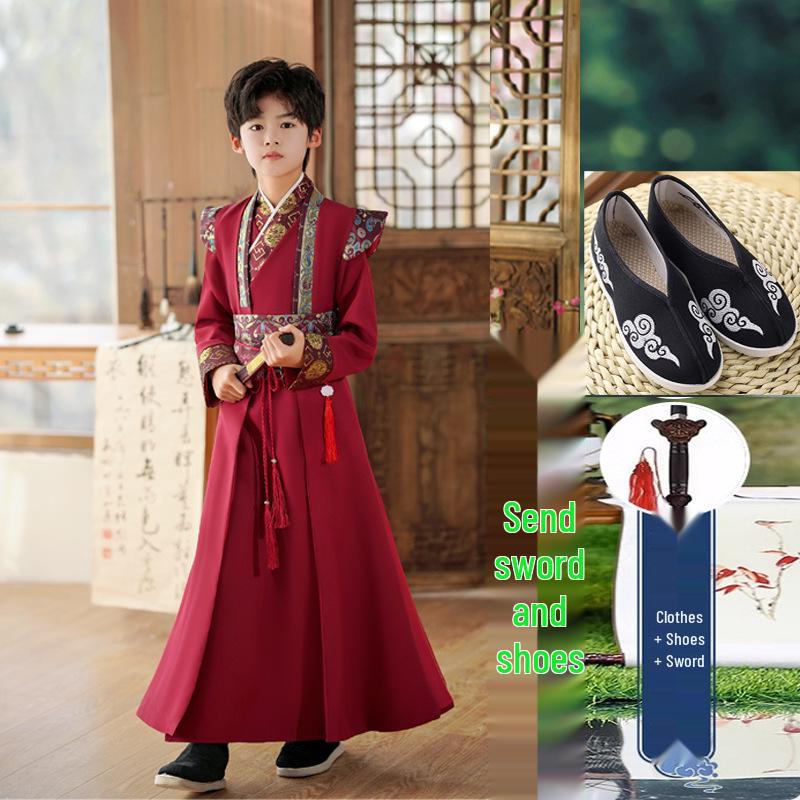 Boys' Traditional Hanfu Costume: 2026 Young Master Chinese Tang Suit for National Studies Performance