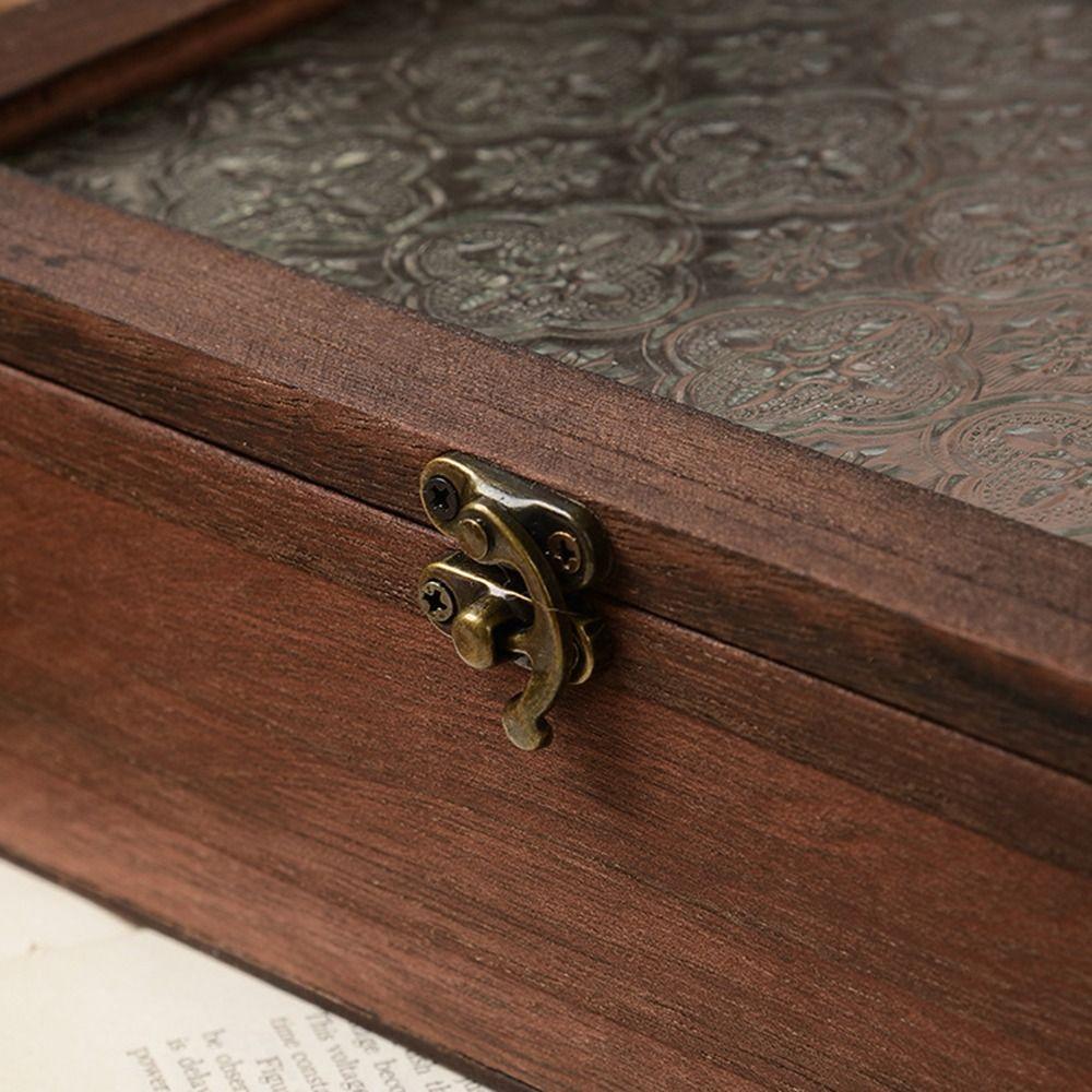 Crabapple Flower Solid Wood  Storage Cabinet Vintage Jewelry Box Wooden Storage Box  Trinket