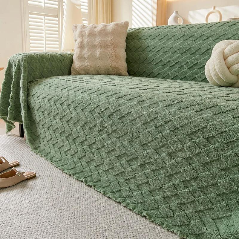 Winter Cotton Wool One-piece Sofa Cover Towel Thickened Warm Sofa Towel Winter Advanced Sofa Cushion Full Cover Towel Cloth