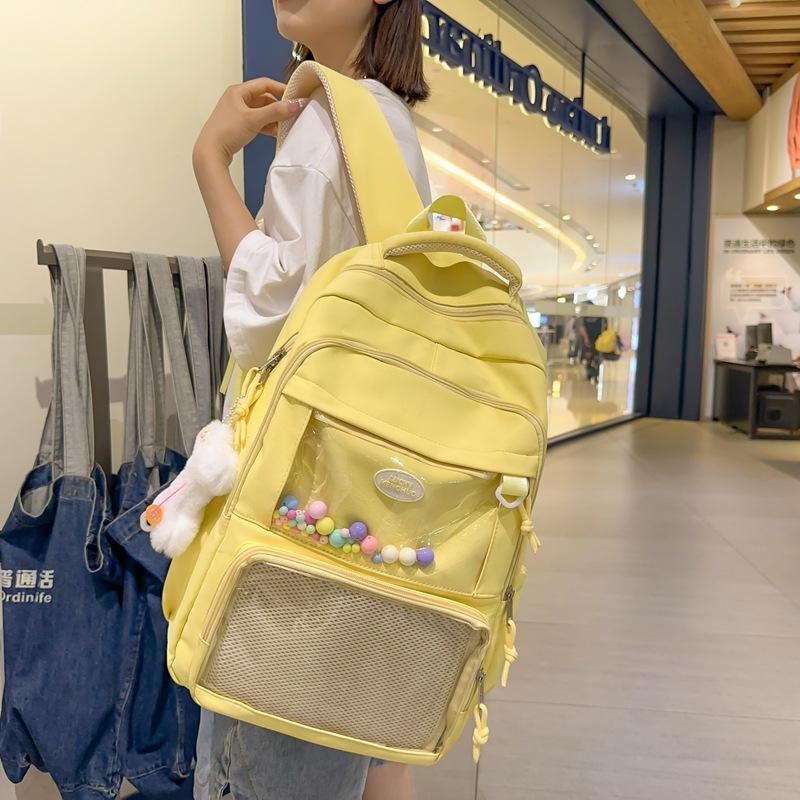 Little fresh original style literary soft girl student schoolbag Korean version hairball large capacity shoulder tutoring bag