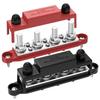 1Pair RV Yacht Busbar 4 Ways 250A48VDC/300VAC Copper Stud Wiring Red Black Stud Distribution Block
