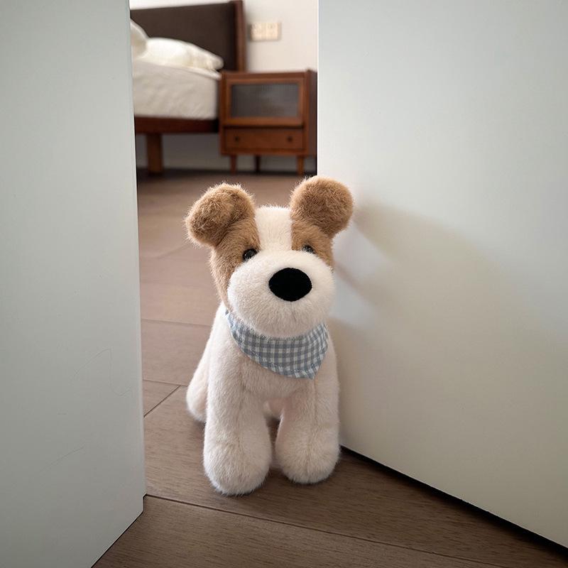 

British Wire Fox Terrier Plush Doll: Standing Dog Companion Soothing Toy 18cm (0.1kg)