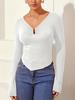 Autumn Winter Solid Slim Base Layer T Shirt Long Sleeve Shirt Women's Sexy V Neck Fashion Daily Basic Office Lady Casual Slim Fit Ladies Elegant Top