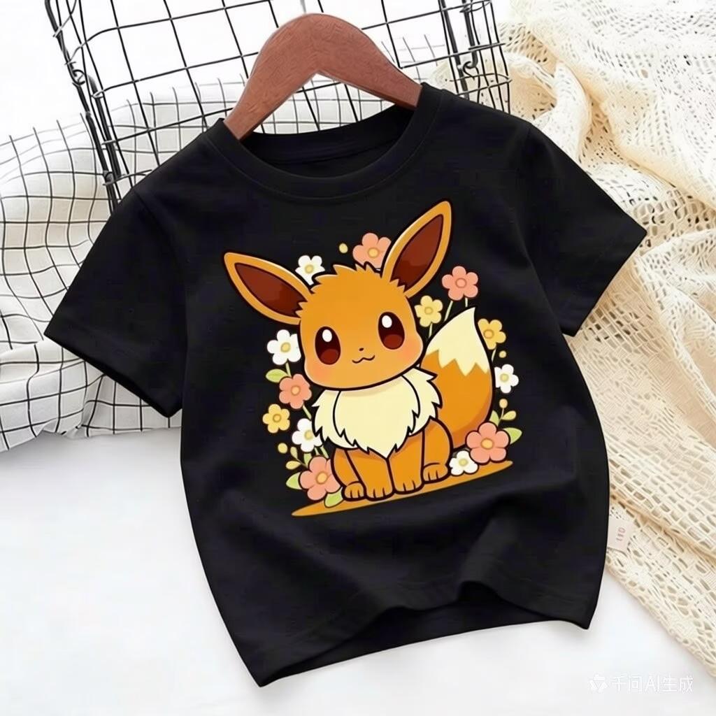 Children's Pure Cotton T-shirt with Pokémon Jigglypuff Design, Suitable for Summer 2026, Loose-fitting Top for Girls, Y2K Style.